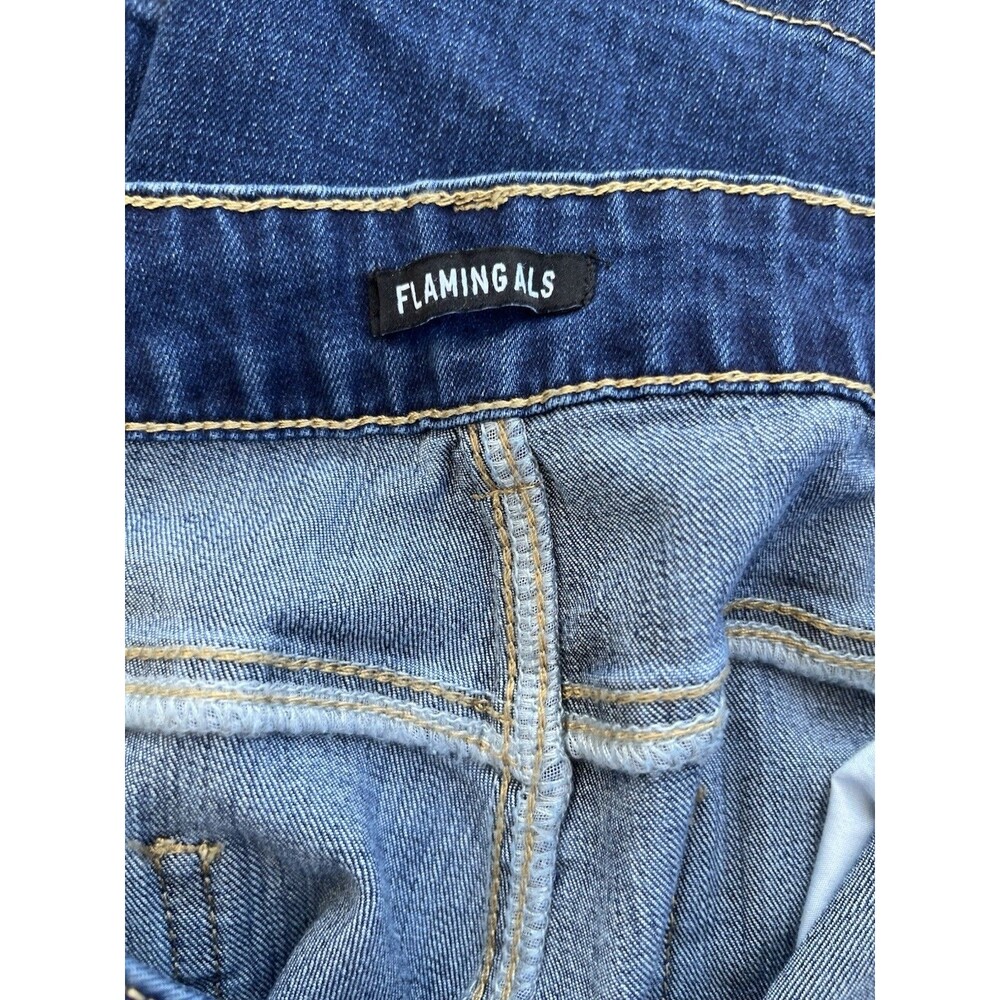 Flamingals Women 4XL Blue Dark Wash Wide Leg Utility Patch Pocket Jeans NEW - Picture 5 of 7